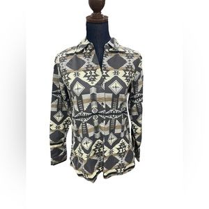 Woolrich Aztec western keystone patterned 100% cotton womens long sleeve top SM